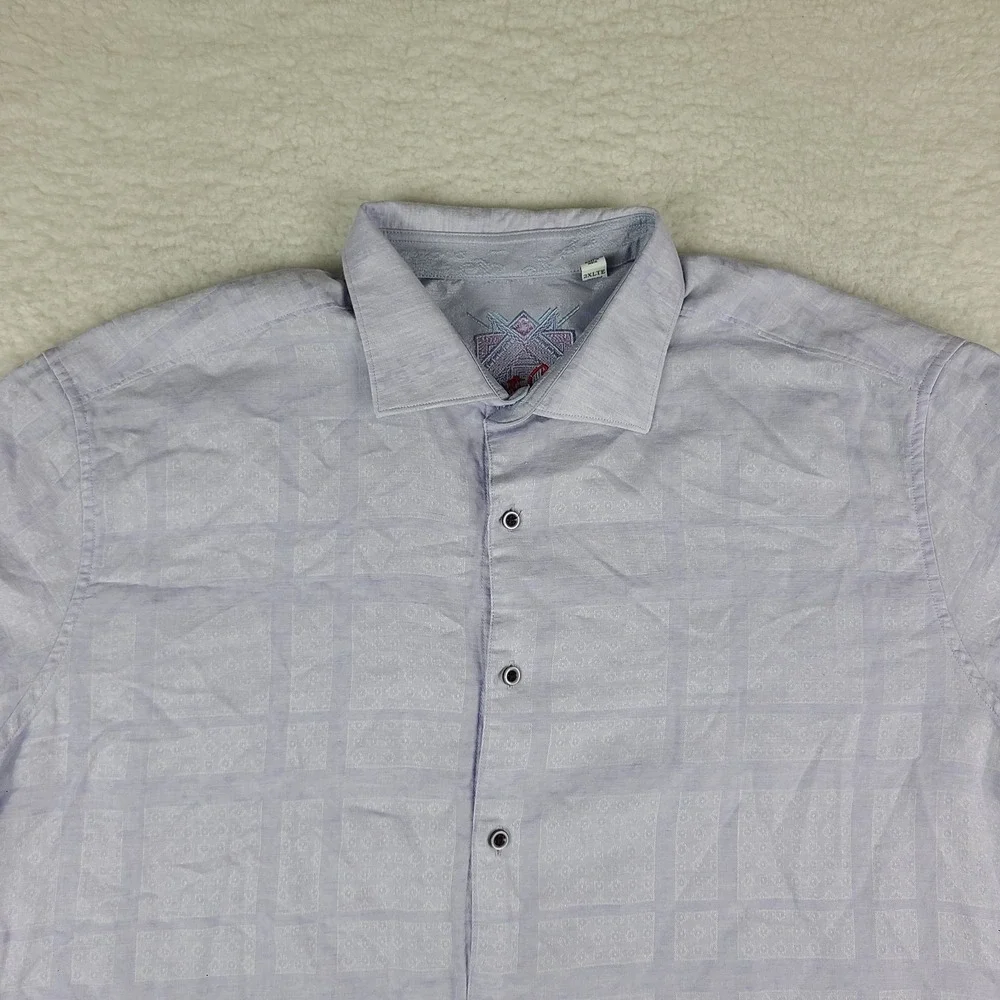 Robert Graham Shirt Mens 2XLT 2XL Tall Blue Plaid Preppy Hawaiian Button Up